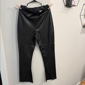 Avec Les Filles Black Faux Leather Slit Pants from Anthropologie